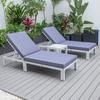 Leisuremod Chelsea Modern Outdoor Weathered Grey Chaise Lounge Chair With Side Table & Blue Cushions CLTWGR-77BU2